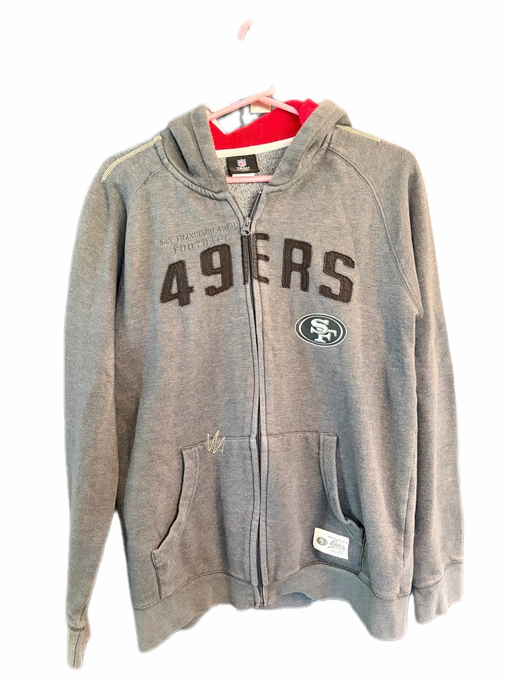 NFL San Francisco 49ers Gray Hoodie with Red Hood Lining